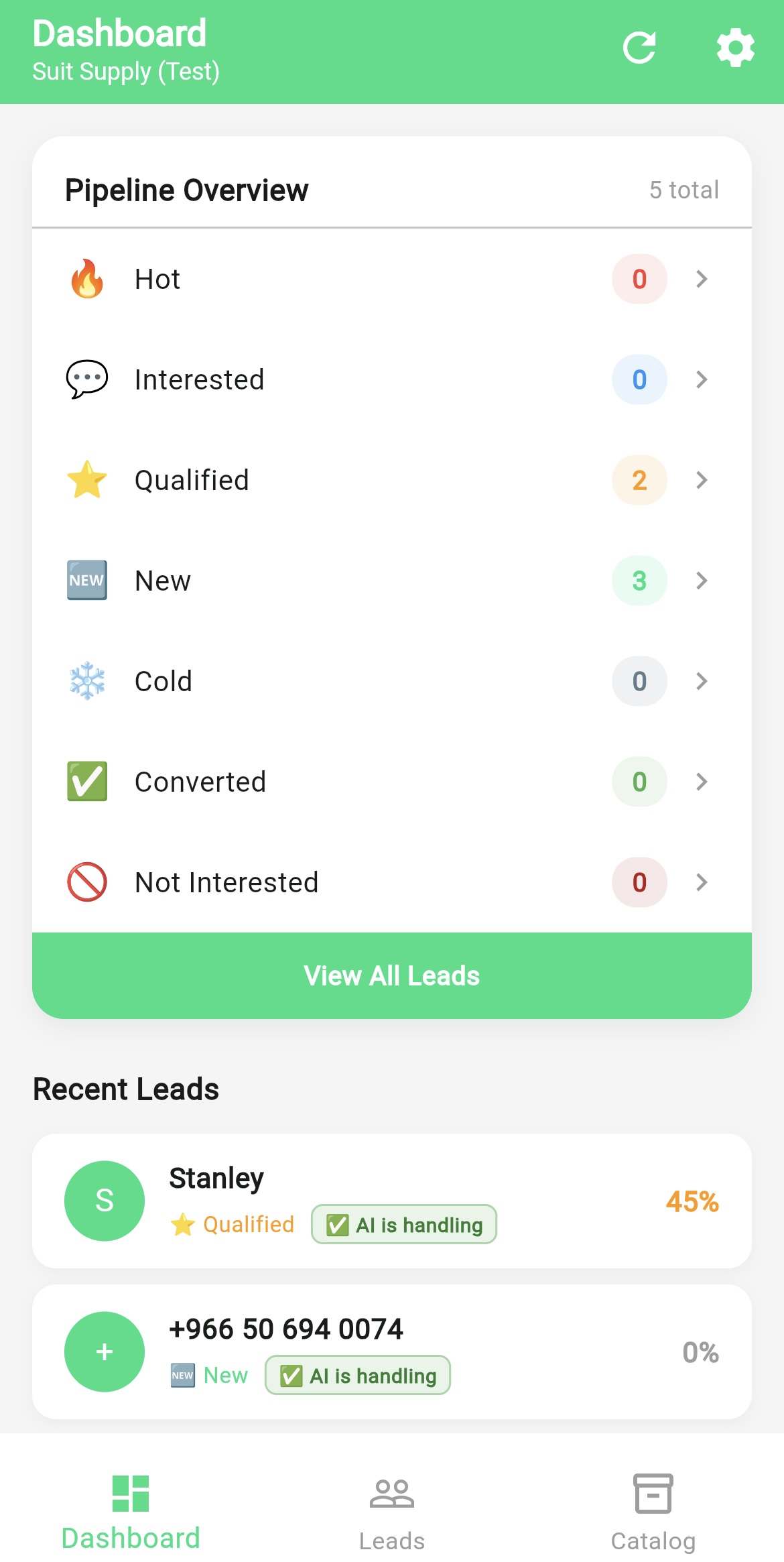 Kwicker AI CRM Dashboard